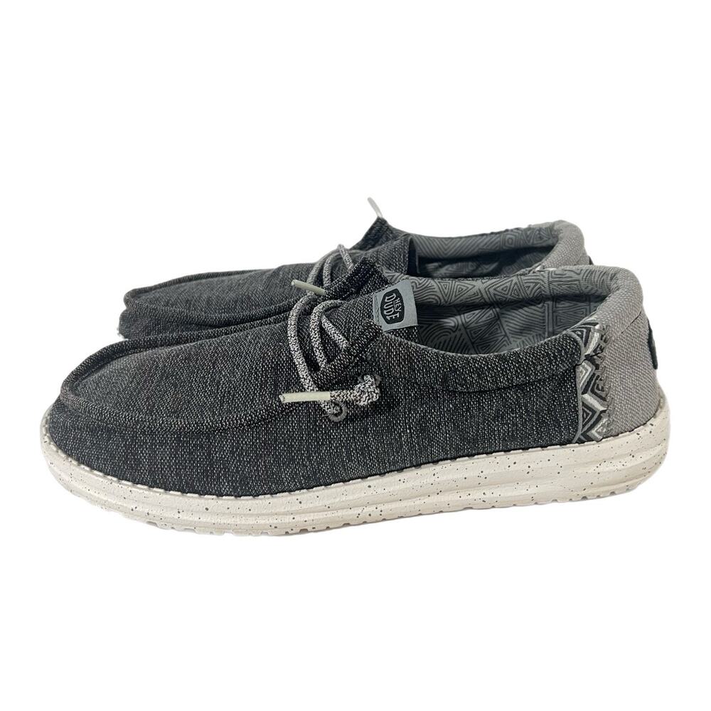 Hey Dude Wally Woven Ascend Gray/black Slip On Loafer Men's Size 11 Comfort